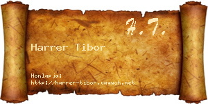 Harrer Tibor névjegykártya